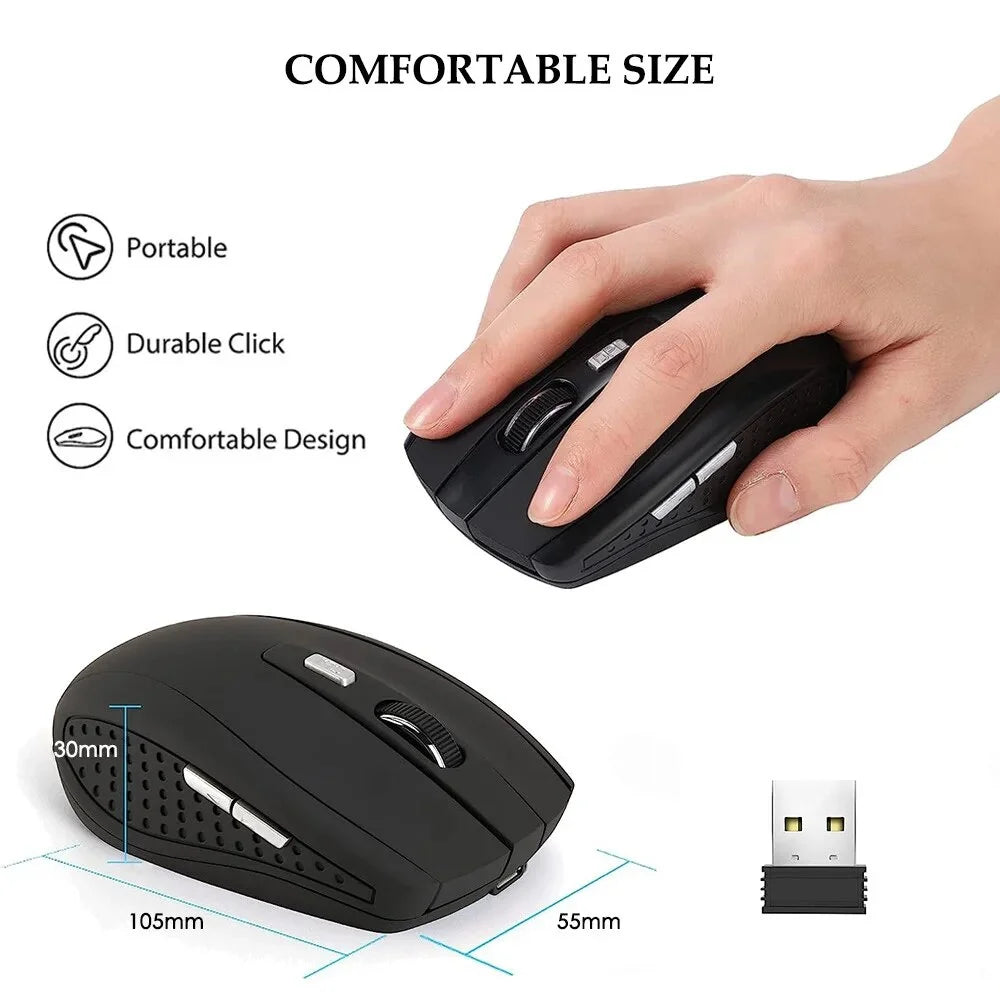 2.4G Wireless Mouse Portable Ergonomics Mouse Mobile Optical Office Mouse Adjustable 1600DPI Levels for Notebook Laptop MacBook